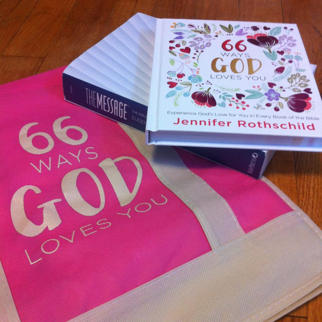 66 Ways God Loves You book and bag